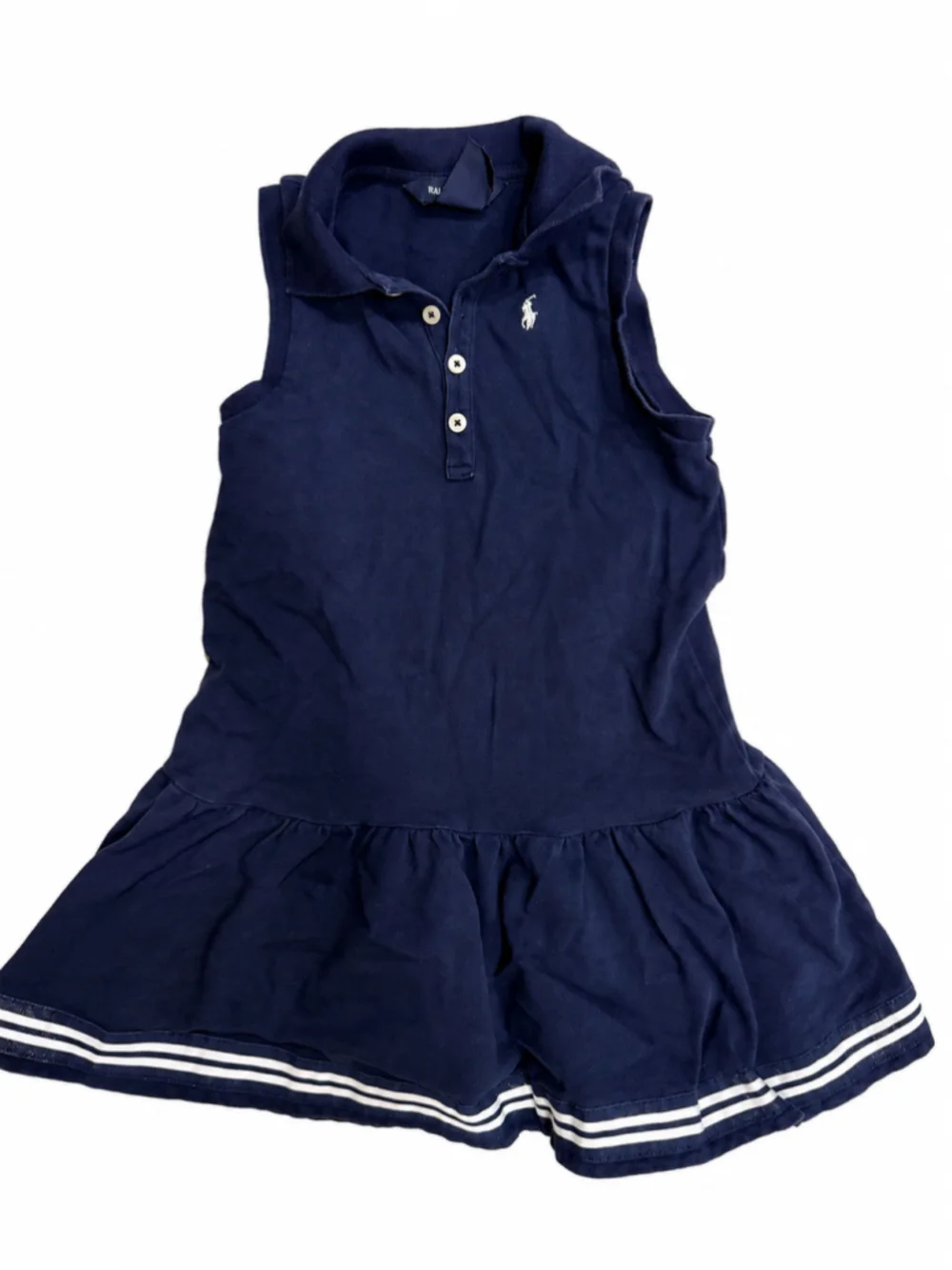 Girls Ralph Lauren Navy Polo Dress, Size 6X, White Accents